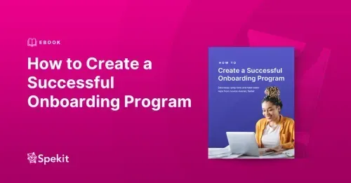 Mockup of the ebook with the title "How to create a successful onboarding program"