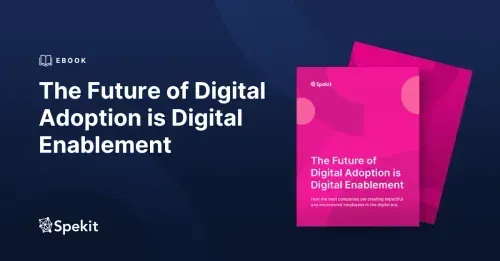 Mockup of the ebook with the text "The Future of Digital Adoption is Digital Enablement"