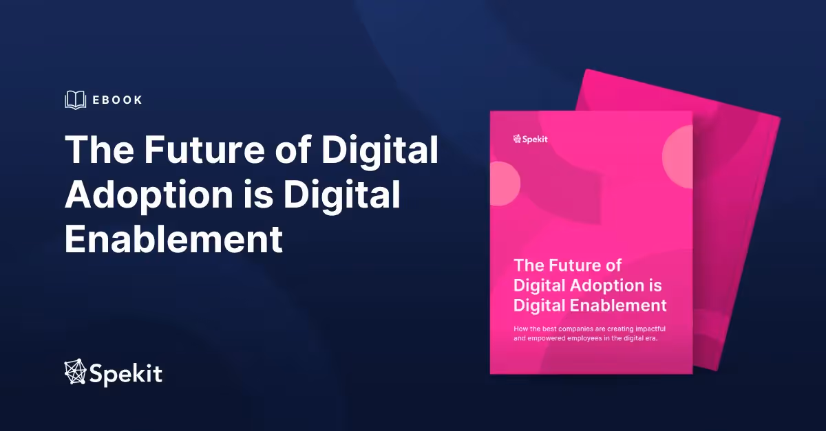 Mockup of the ebook with the text "The Future of Digital Adoption is Digital Enablement"