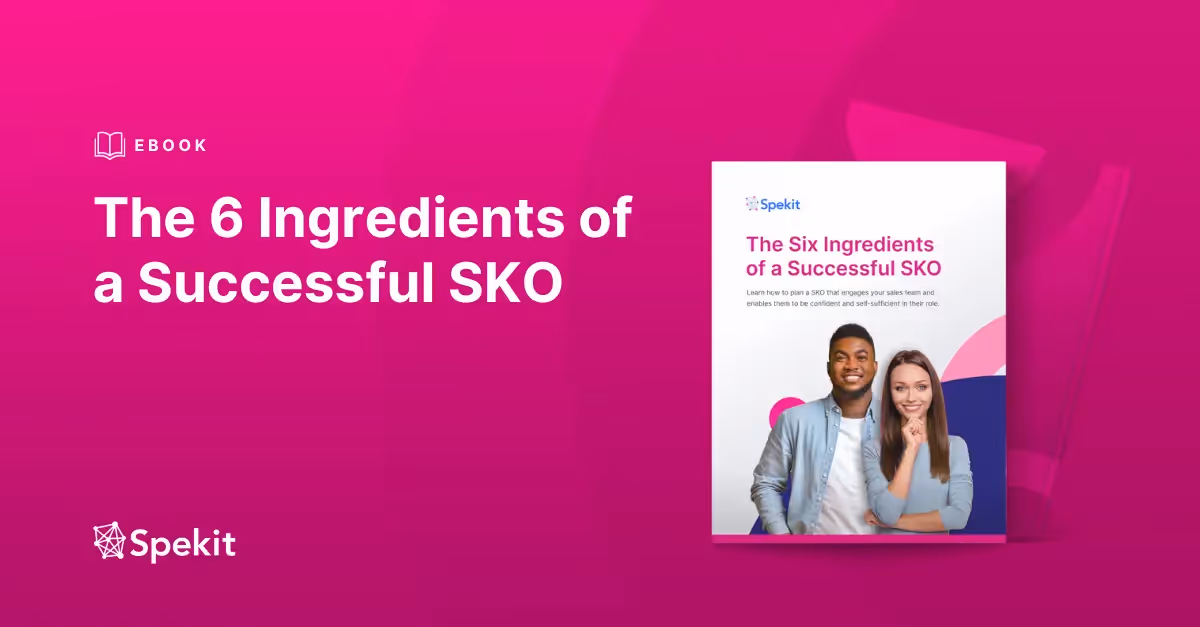 Mockup of the ebook with the title "The 6 Ingredients of a Successful SKO"