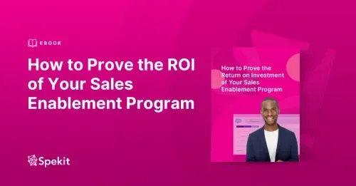 Mockup of the ebook with the title "How to Prove the ROI of Your Sales Enablement Program"