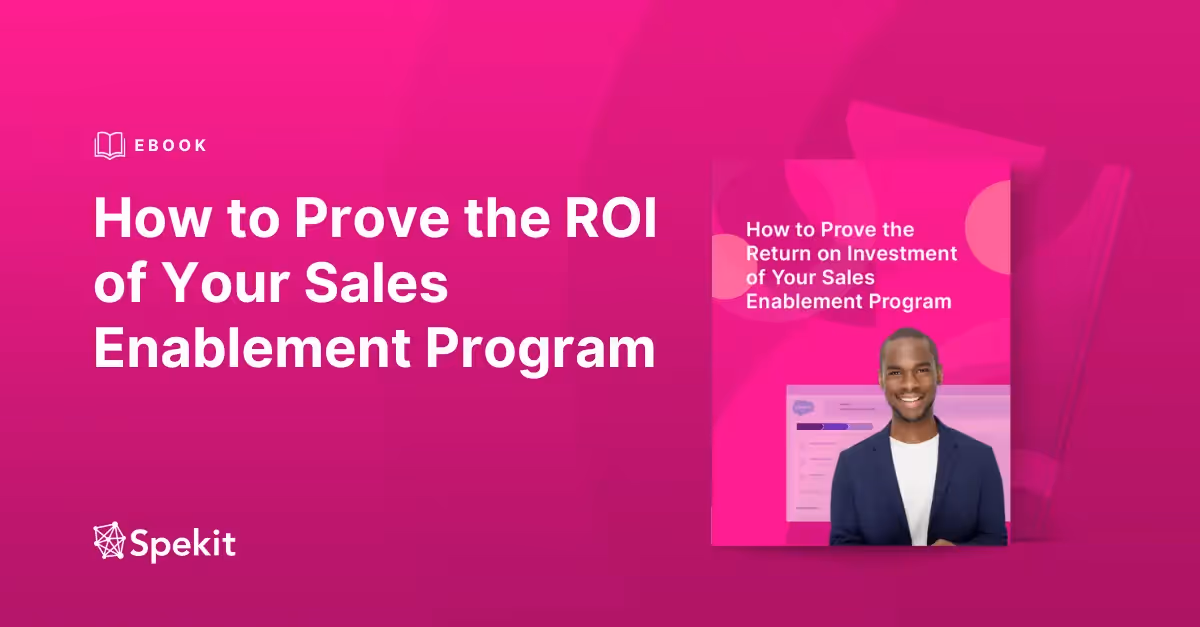 Mockup of the ebook with the title "How to Prove the ROI of Your Sales Enablement Program"