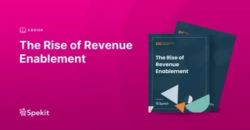 Mockup of the eBook with the title "The Rise of Revenue Enablement"