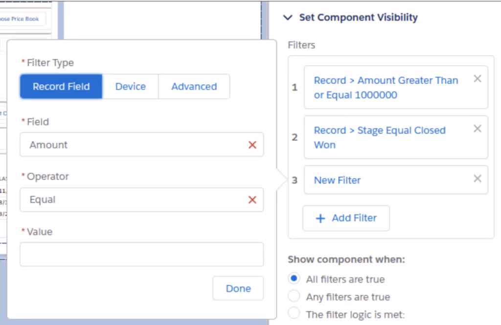 Leverages set component visibility function to streamline Salesforce adoption.