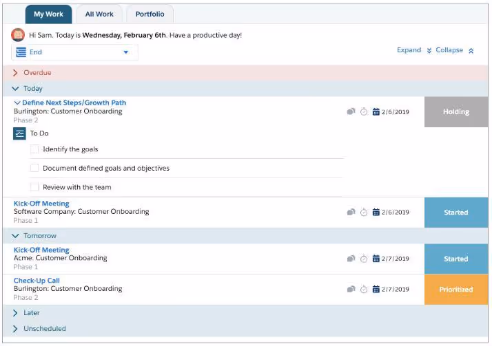 TaskRay My Work Tab in Notificatinos
