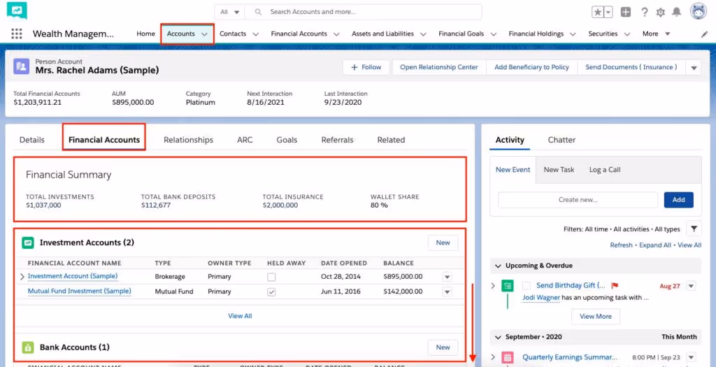 Financial Accounts in Salesforce Service Cloud