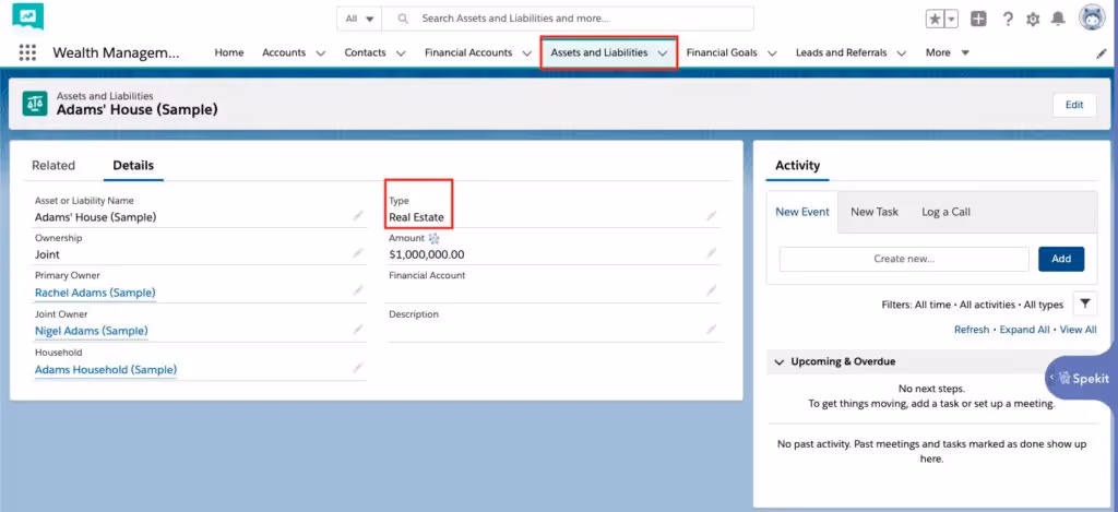 Assets and Liabilities in Financial Services Cloud
