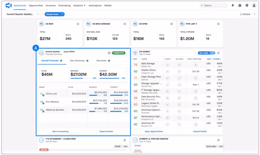 Clari Dashboard Widgets