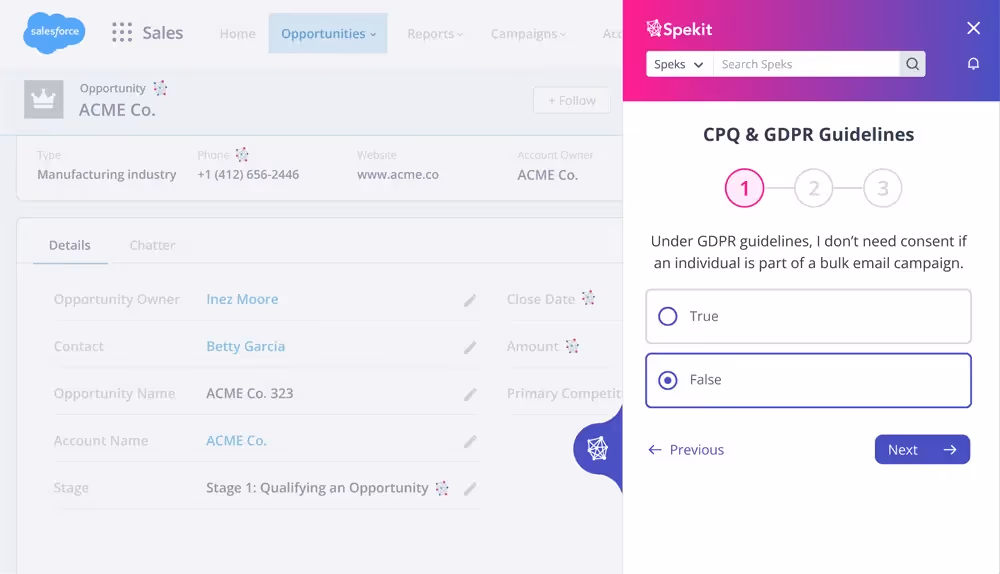 salesforce and spekit
