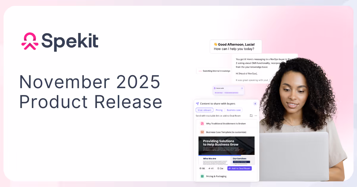 Spekit November Release Where Product Speed Meets Sales Execution