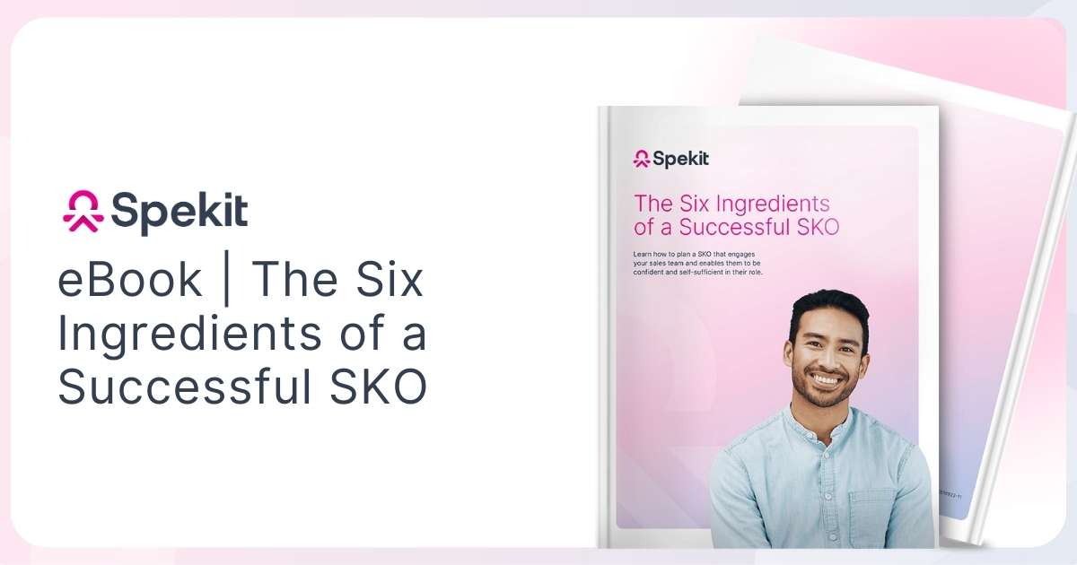 Mockup of the ebook with the title "The 6 Ingredients of a Successful SKO"