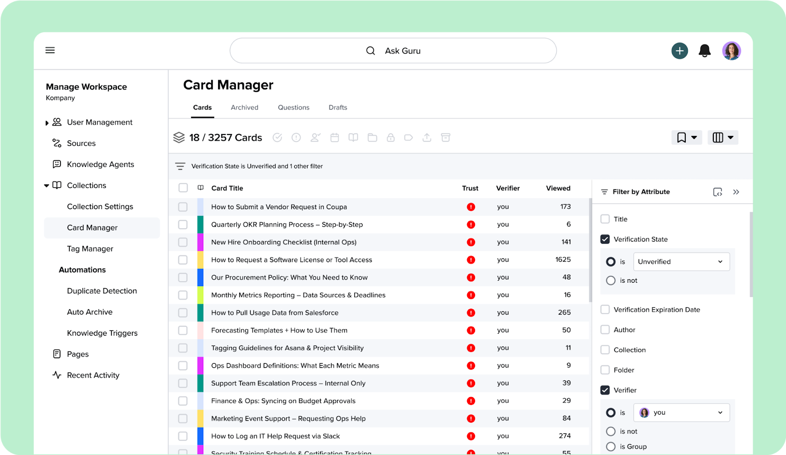 Guru – Company knowledge base 