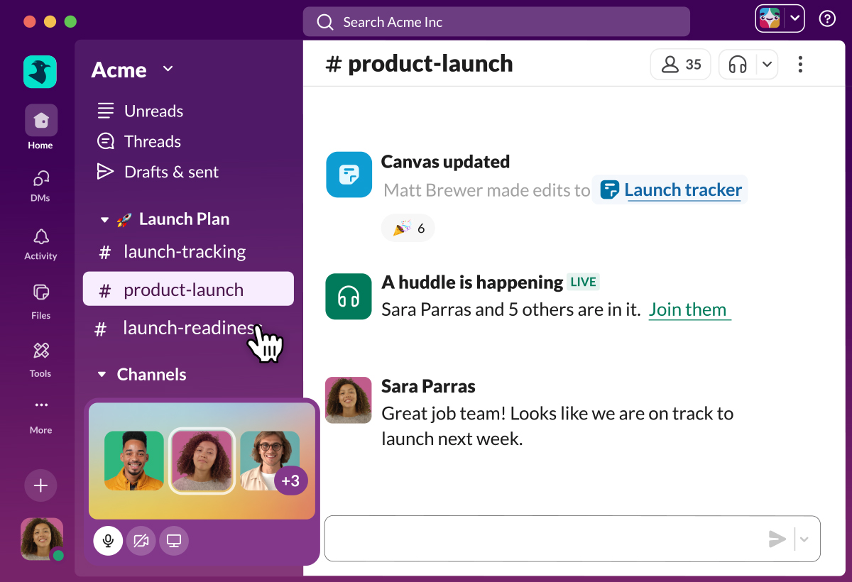 Slack interface used as a collaboration and AI-agent work surface for revenue teams.
