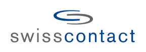 Swisscontact logo with a sleek, modern typeface in blue and gray, featuring a curved ‘S’ icon.