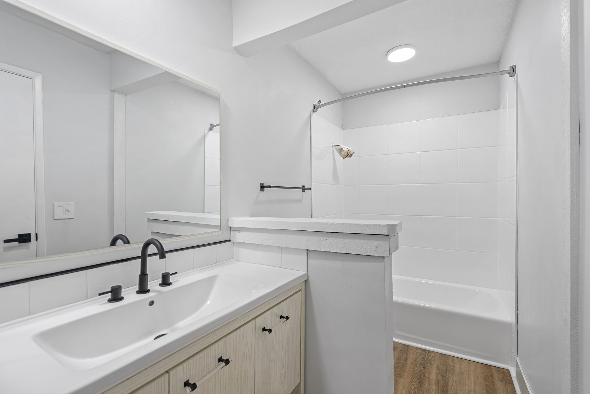 Bathroom with shower tub combo