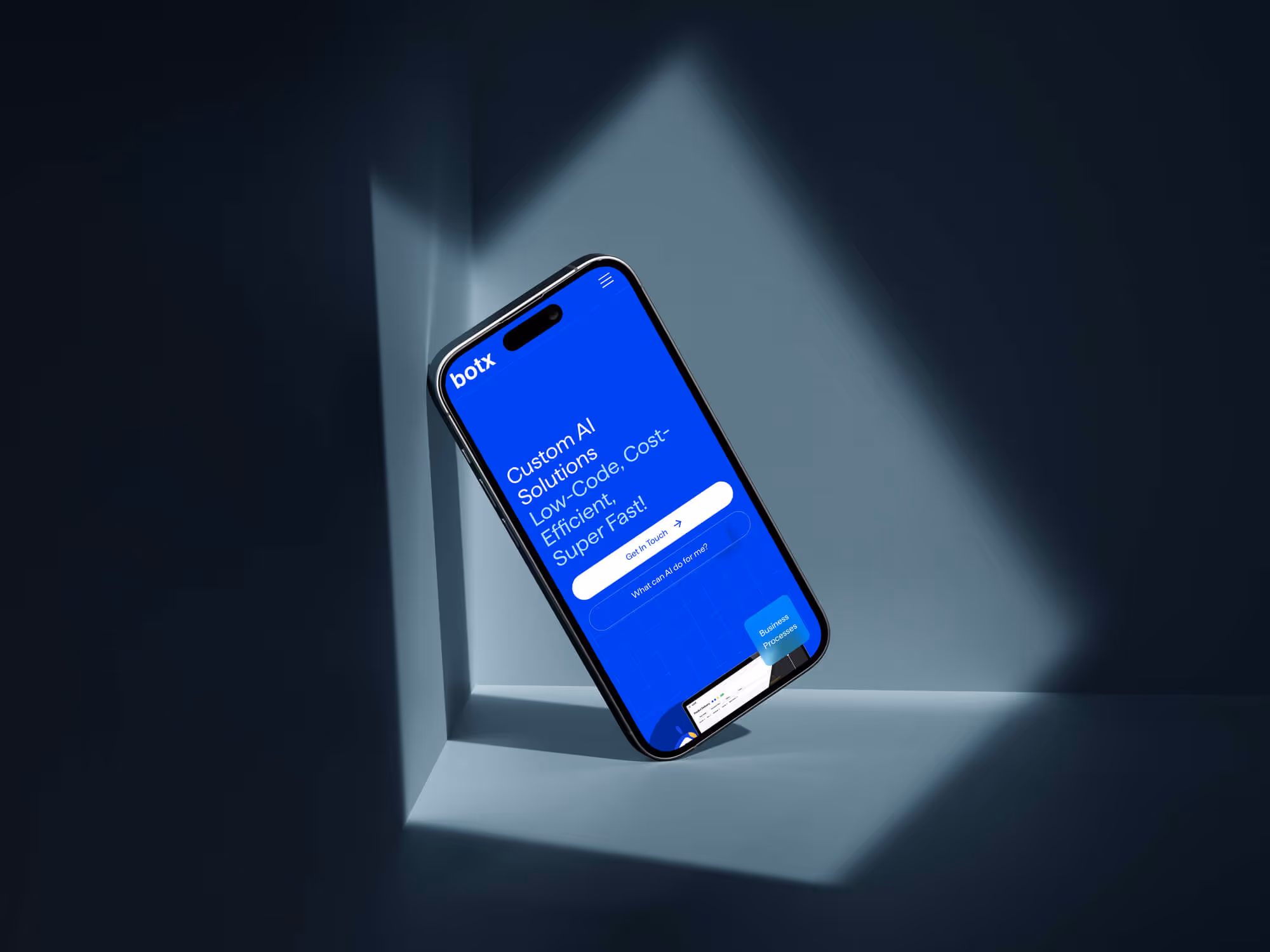 Mockup of homepage design for Botx company