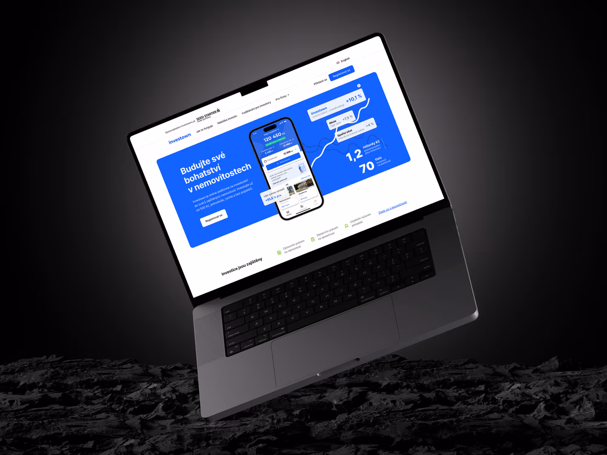 Mockup with Investown website