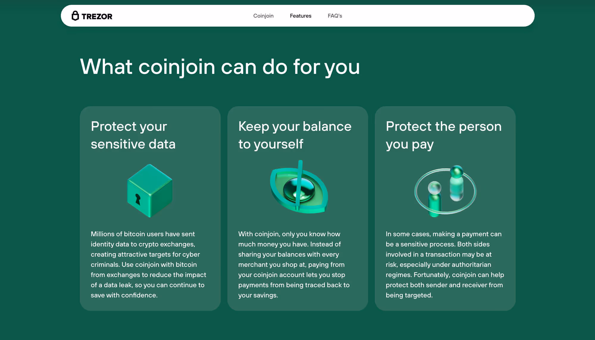 Website hero image with Trezor Device and Animation