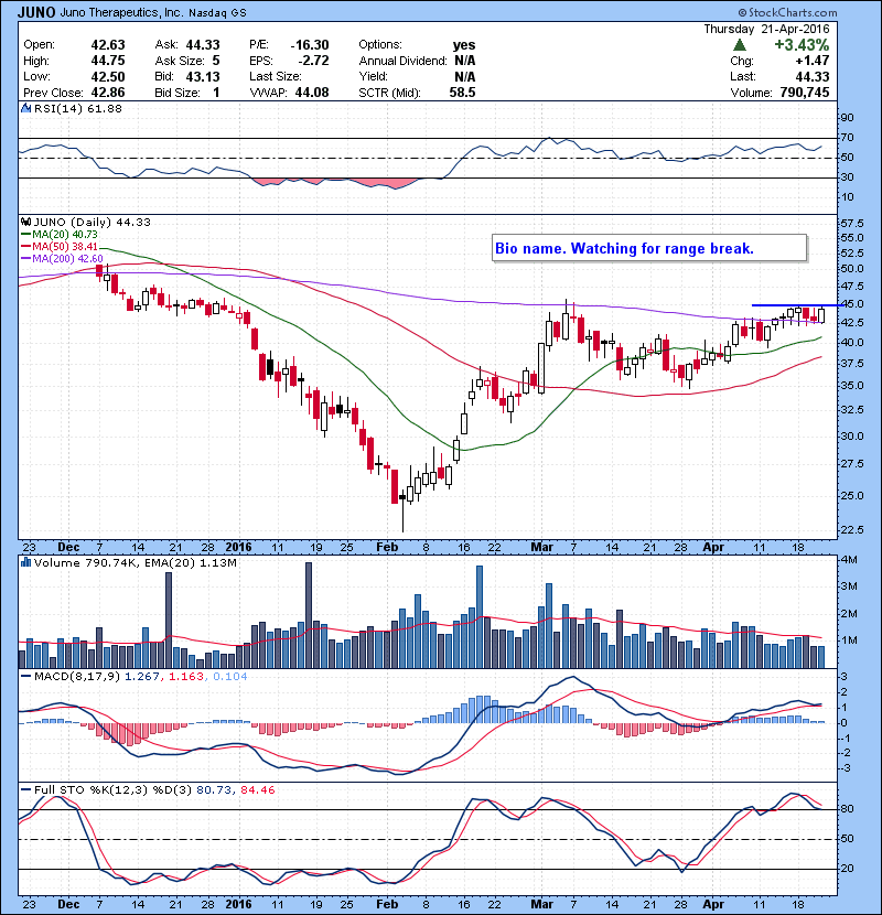JUNO Bio name. Watching for range break. 