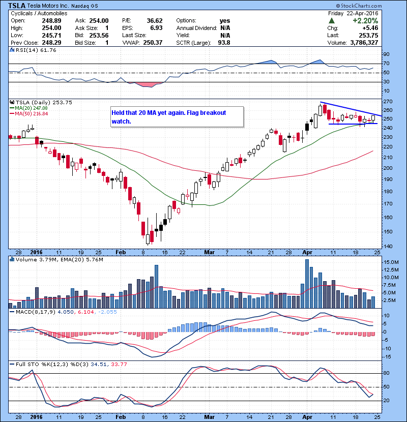 TSLA Held that 20 MA yet again. Flag breakout watch.