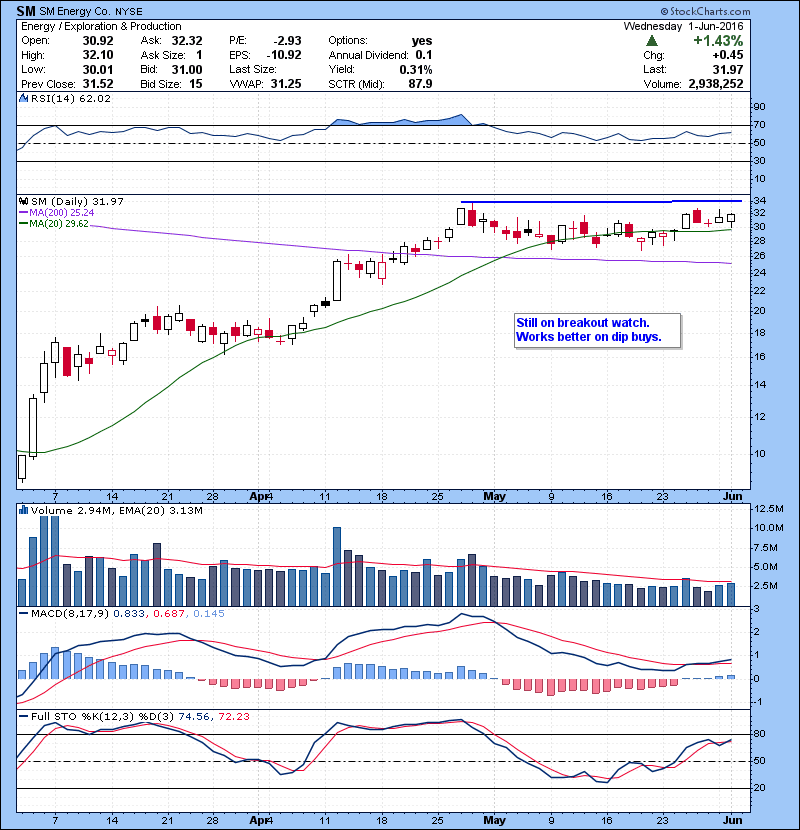 SM Still on breakout watch. Works better on dip buys.