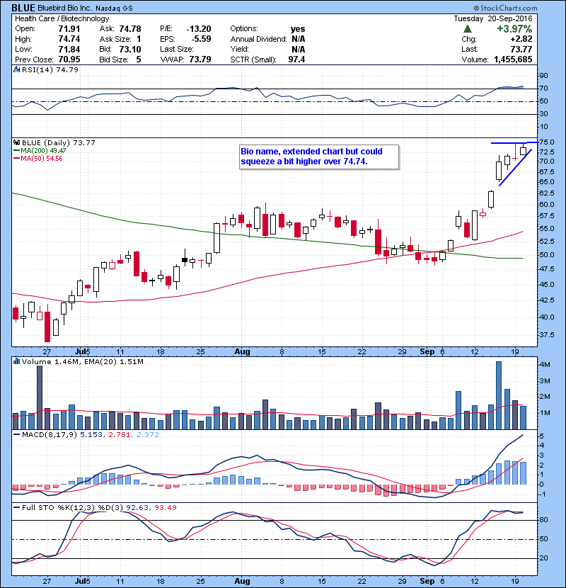 BLUE Bio name, extended chart but could squeeze a bit higher over 74.74.