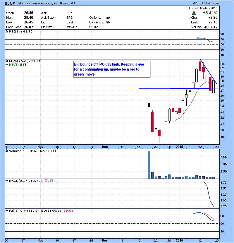 BLCM Big bounce off IPO day high. Keeping a eye  for a continuation up, maybe be a red to green  move.