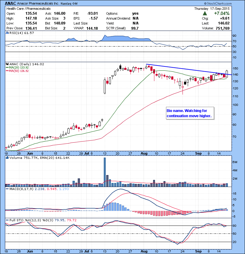 ANAC Bio name. Watching for continuation move higher.