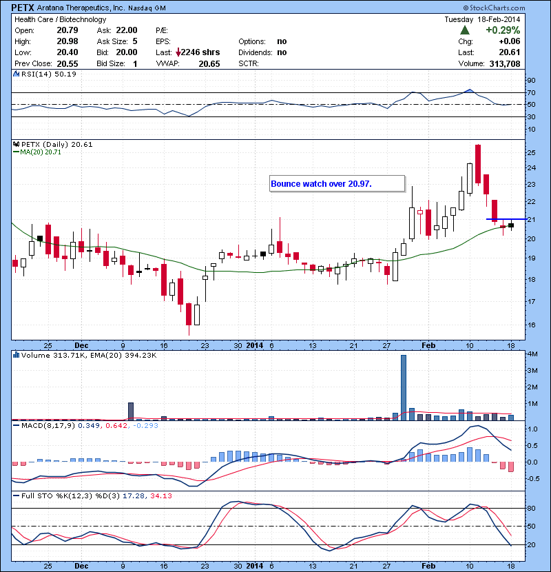 PETX Bounce watch over 20.97.