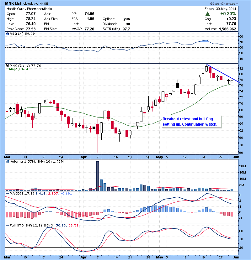 MNK Breakout retest and bull flag setting up. Continuation watch.