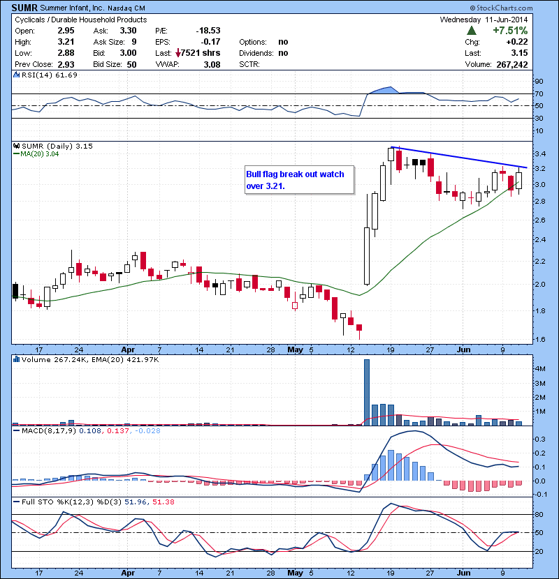 SUMR Bull flag break out watch over 3.21.