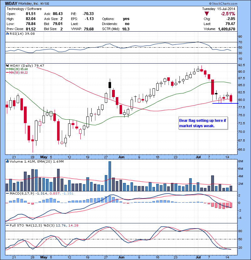  WDAY Bear flag setting up here if market stays weak.