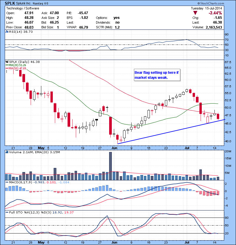 SPLK Bear flag setting up here if market stays weak.