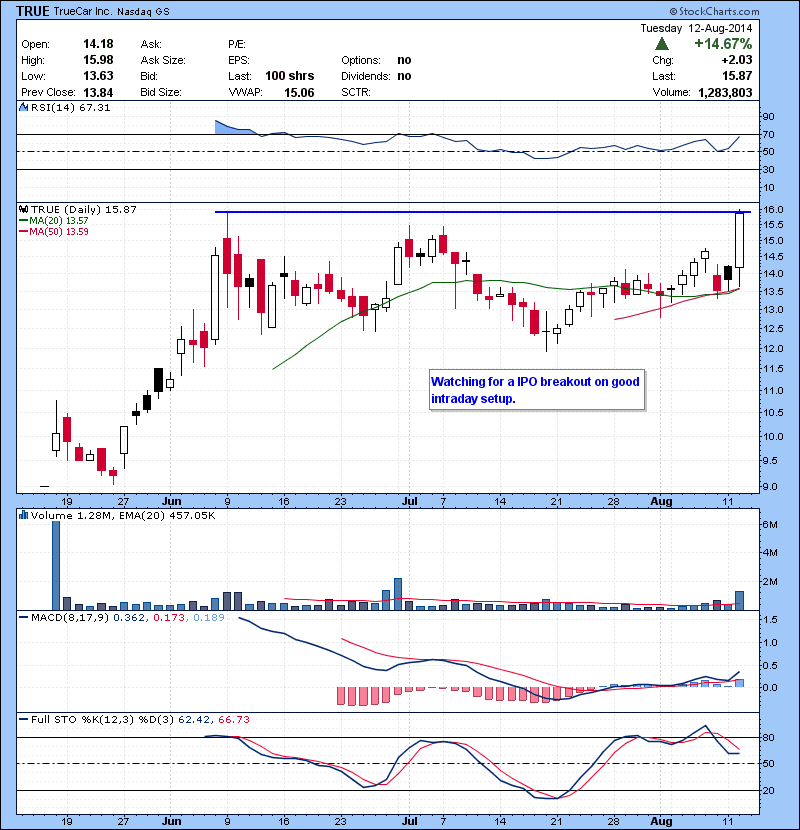 TRUE Watching for a IPO breakout on good intraday setup.