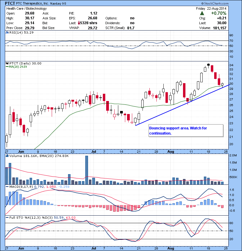 PTCT Bouncing support area. Watch for continuation.