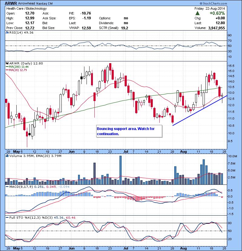 ARWR Bouncing support area. Watch for continuation. 