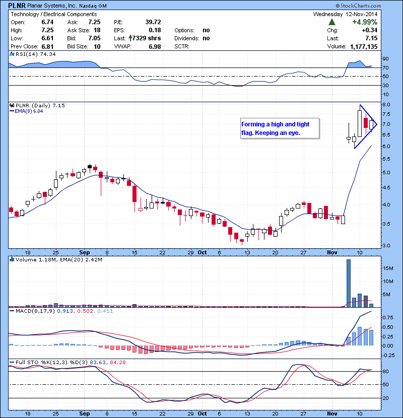 PLNR Forming a high and tight flag. Keeping an eye.