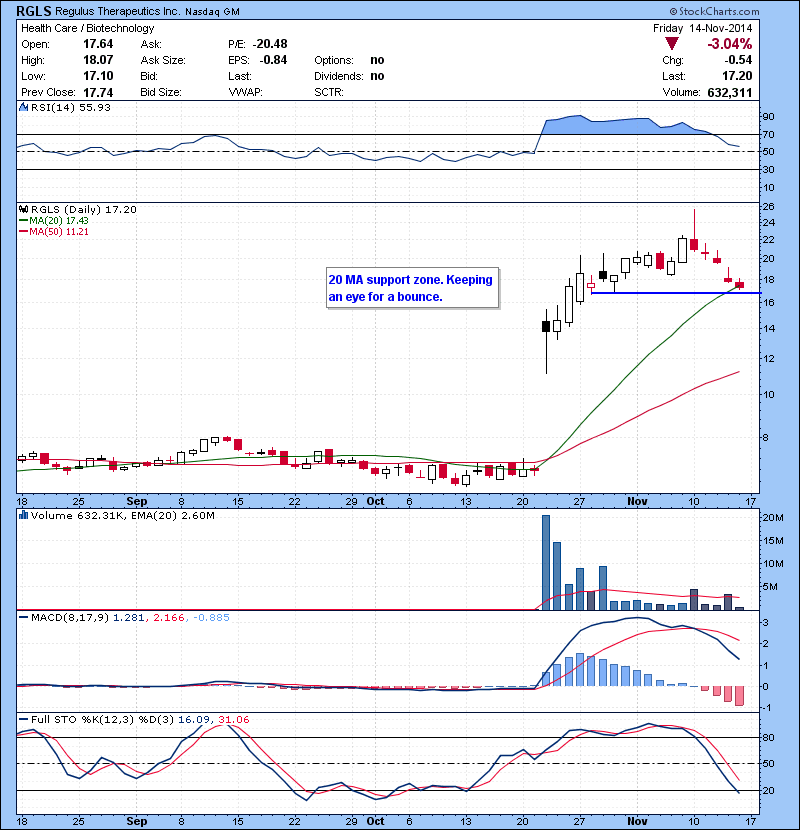 RGLS  20 MA support zone. Keeping an eye for a bounce.