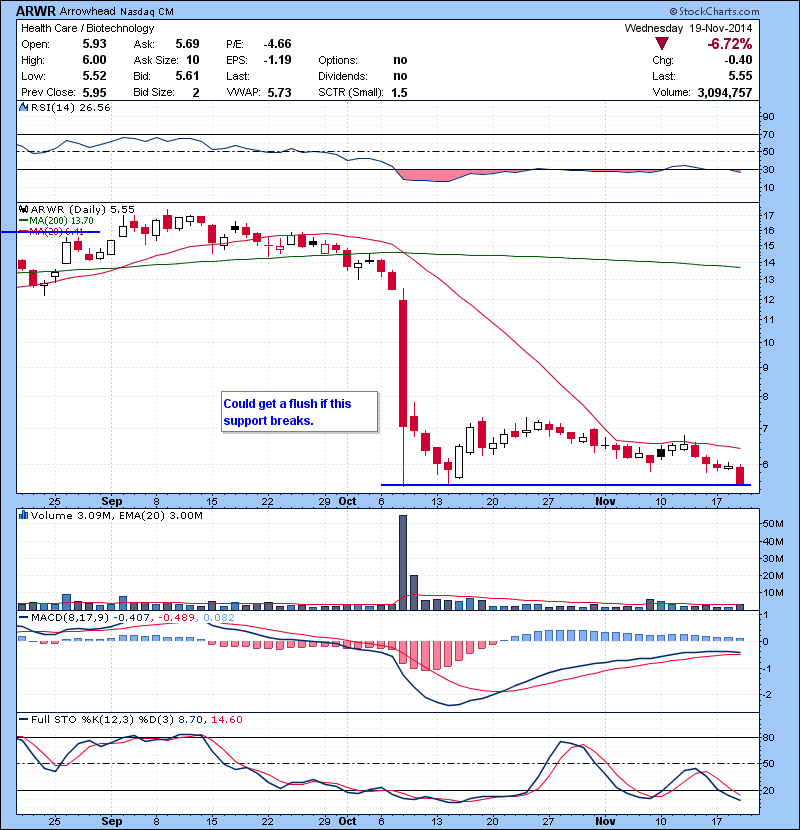 ARWR Could get a flush if this support breaks.