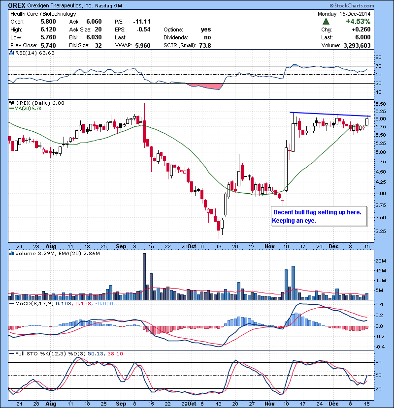OREX Decent bull flag setting up here. Keeping an eye.