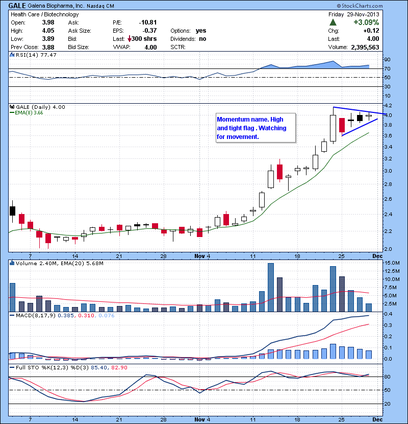GALE Momentum name. High and tight flag . Watching for movement.