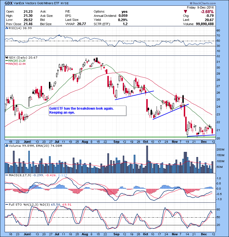 GDX Gold ETF has the breakdown look again. Keeping an eye.