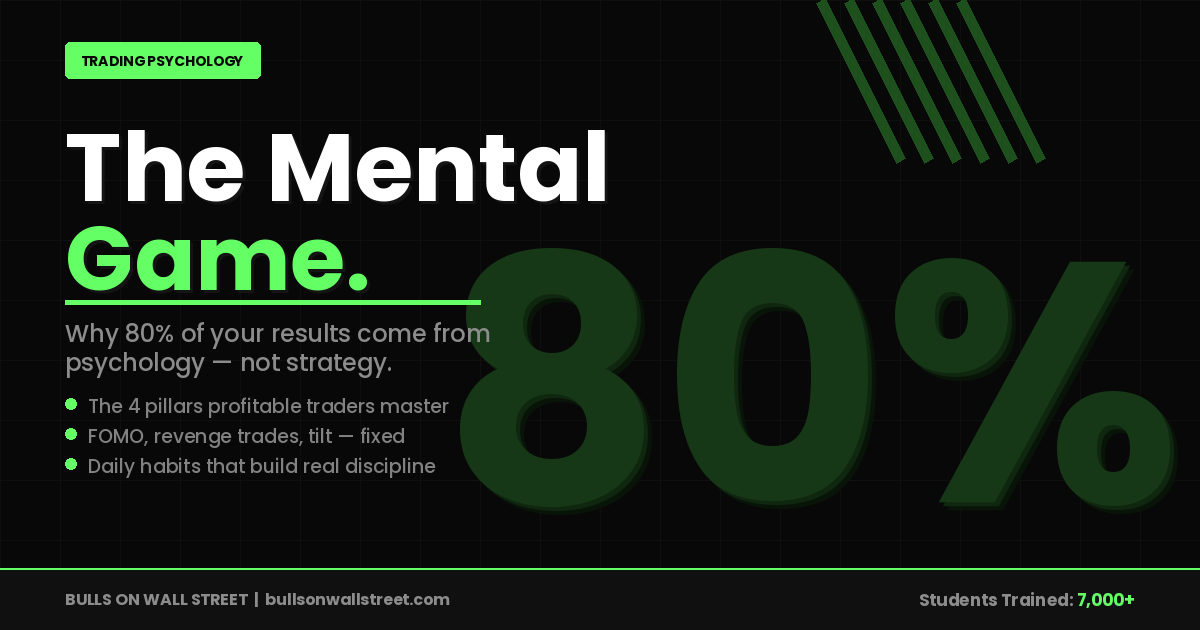Trading psychology the mental game 80 percent of trading results come from psychology not strategy Bulls on Wall Street