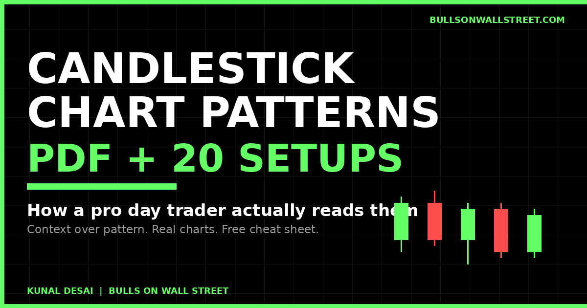 Candlestick chart patterns PDF cheat sheet, 20 plus setups for day traders by Bulls on Wall Street