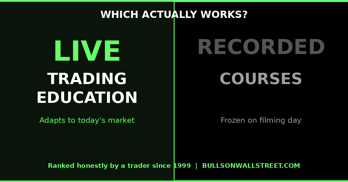 Live trading education vs recorded courses comparison by Bulls on Wall Street founder Kunal Desai