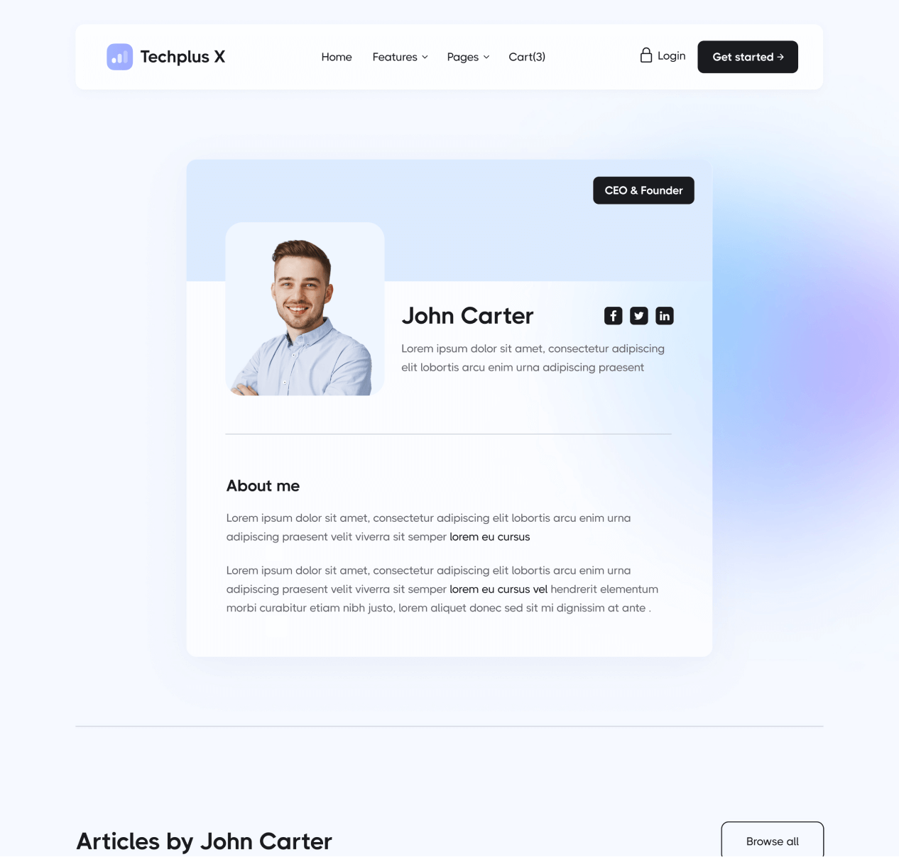 Techplus X - Team Member page - B2B SaaS Webflow Template