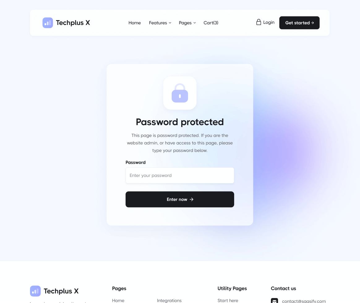 Techplus X - Password Protected page - B2B SaaS Webflow Template