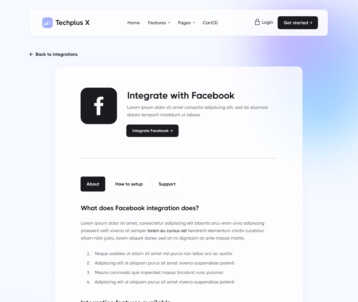 Techplus X - Integration Single page - B2B SaaS Webflow Template