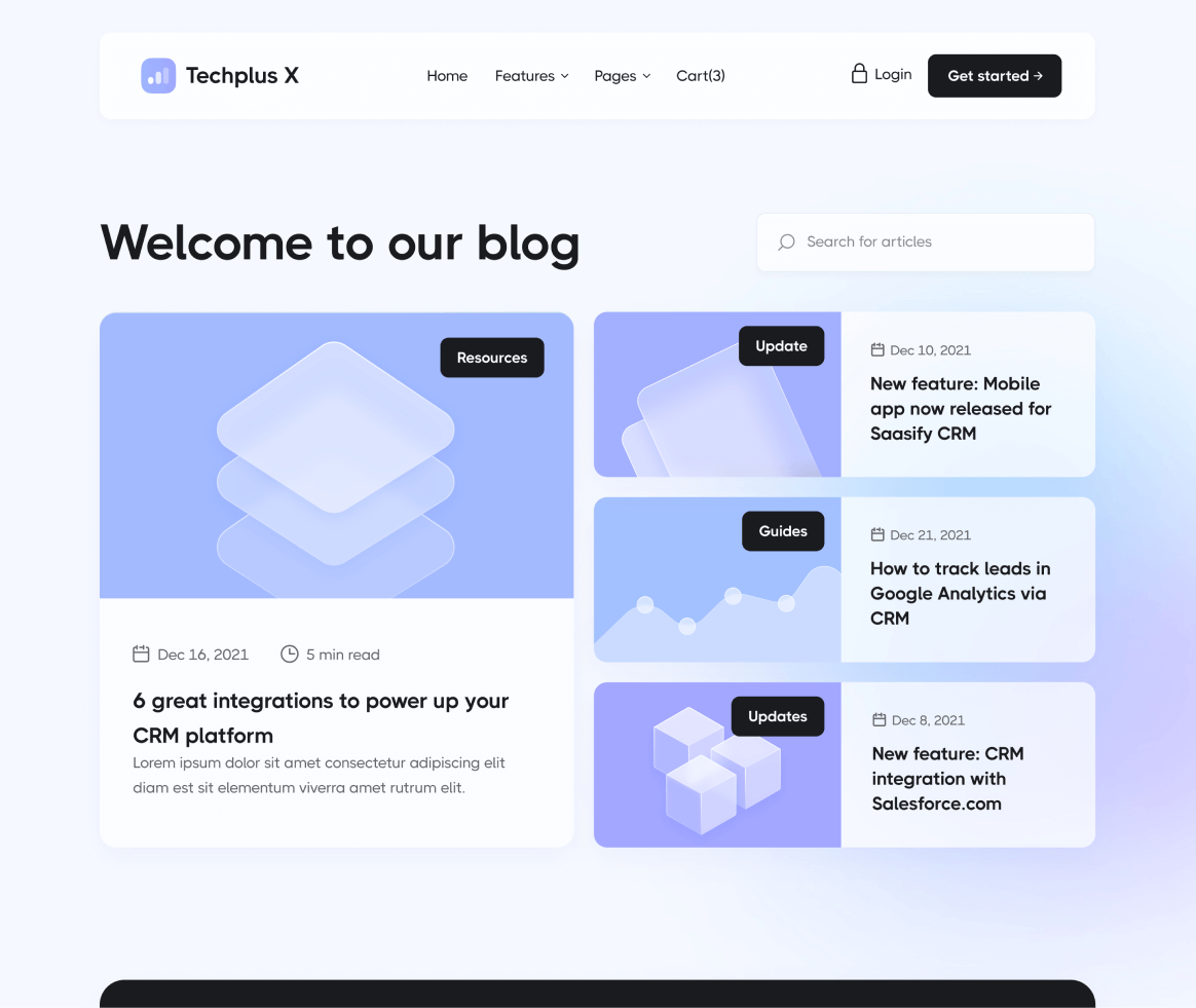Techplus X - Blog page - B2B SaaS Webflow Template