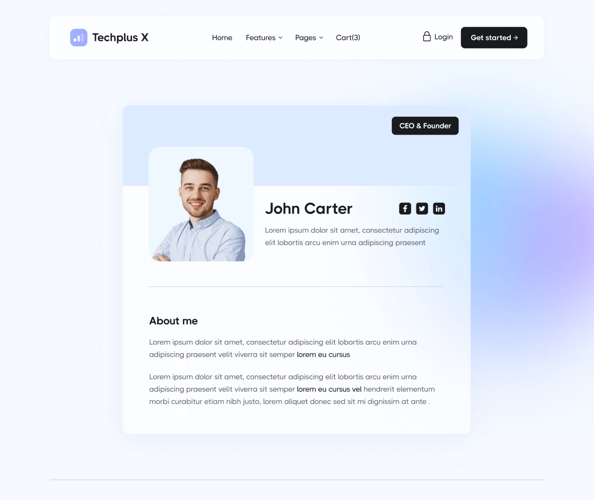 Techplus X - Team Member page - B2B SaaS Webflow Template